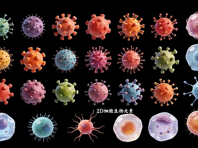 生物拟物风医疗器材 生物细胞2D元素