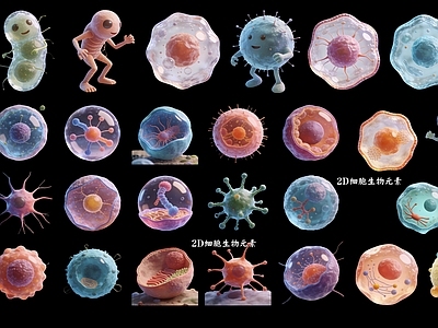 卡通拟物风虚拟人物 生物细胞2D元素