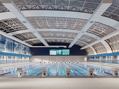 现代简约游泳馆 现代游泳馆 游泳中心 泳池 游泳比赛馆
