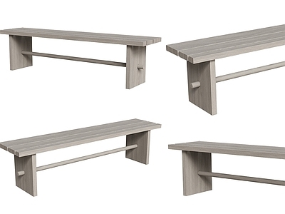 极简公共座椅 实木长凳 公园景观长凳 极简白橡木长凳 小区休息凳子