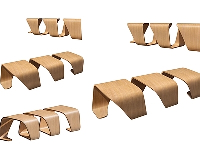 原木极简公共座椅 实木异形长凳 公园长凳 异形工作台 曲线办公台面 景观长凳