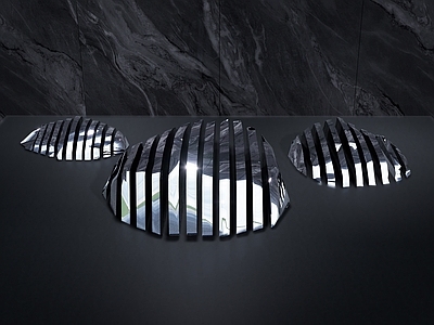 现代雕塑摆件 切片雕塑 切片金属石头雕塑