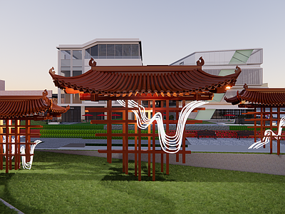 新中式景观小建筑 古建屋檐景观小品