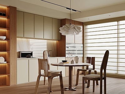 原木奶油风圆桌餐厅