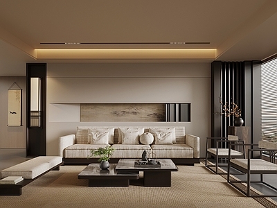 新中式开放式客厅