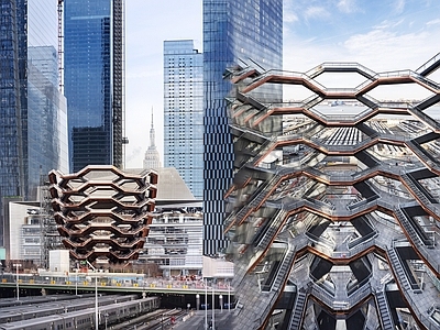 参数化设计楼梯美陈 楼梯装置 景观登高楼梯 城市广场装置 哈德逊广场 VESSEL