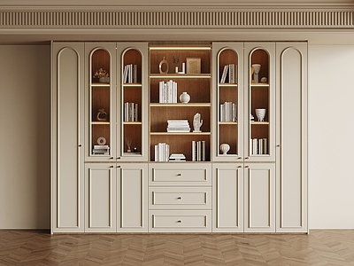 奶油风储物柜 法式奶油风书柜