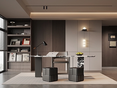 现代简约客厅书房