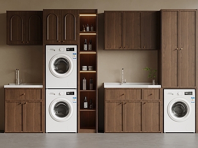 中古风洗衣机柜