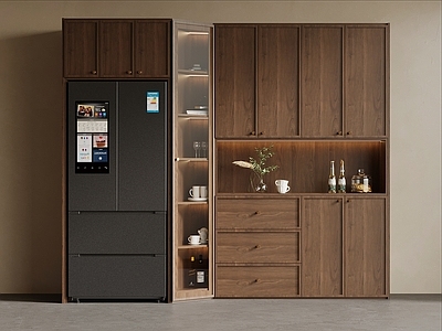 现代原木风酒柜 中古风餐边柜