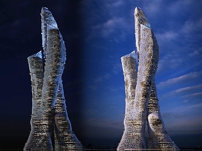 参数化设计办公楼 摩天大楼 异形超高层建筑 办公高层建筑 扎哈建筑 酒店摩天大楼