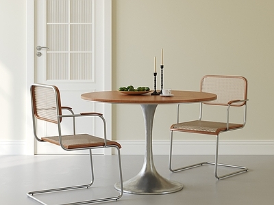 现代简约餐桌 包豪斯餐桌 包豪斯椅子 圆餐桌 中古餐桌椅