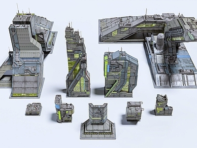 赛博朋克产业园办公楼 赛博朋克建筑 未来科幻建筑 商业综合体 城市研发中心 科技大楼