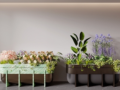 现代简约花境 花箱 花坛花钵 花池 植物堆 植物造景