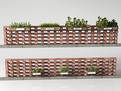 现代简约景观围栏 植物围栏 植物堆