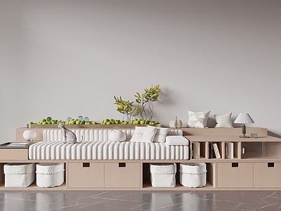 奶油风飘窗柜 飘窗柜 飘窗坐垫 坐垫 飘窗书柜 苔藓