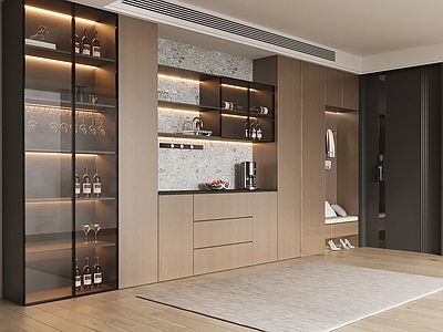 现代简约鞋柜 鞋柜酒柜一体柜 玻璃酒柜 半开放式鞋柜