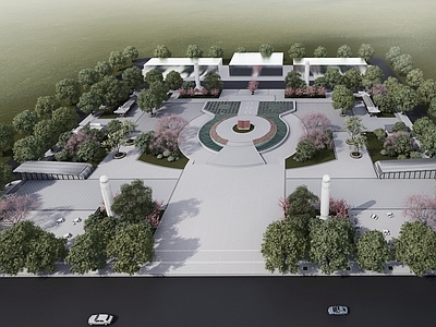 新中式广场景观 中式广场 方形广场 文化广场