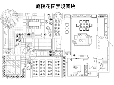 现代庭院 花园庭院 庭院露台 私家庭院 施工图