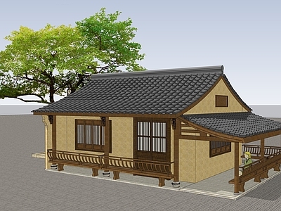 日式传统乡村民房 中式古建 寺庙道观 乡村建筑
