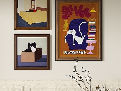 中古风组合画 中古复古抽象挂画