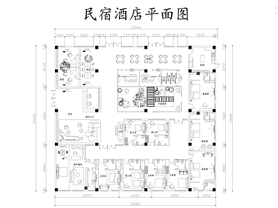 现代新中式民宿建筑 餐饮建筑 施工图