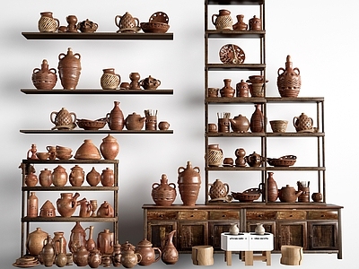 现代陶瓷展厅 陶罐  陶艺器材   陶艺展品  陶罐摆件