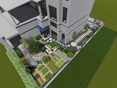 新中式别墅庭院 私人庭院 小菜园 小花园 美丽庭院 一楼庭院