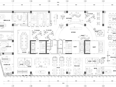 简约开放办公室 总部办公平面方案 董事长办公室 总经理办公室 灵活办公空间 施工图