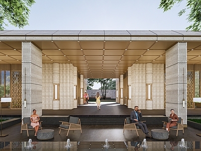 新中式售楼处建筑 现代售楼处建筑 现代示范区建筑