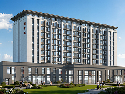 新中式医院建筑 医疗办公单体