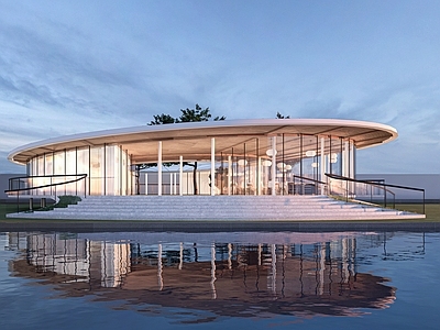 现代主义售楼处建筑 圆形驿站建筑 咖啡厅建筑   小公建   游客中心建筑