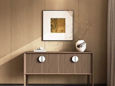 新中式餐边柜 玄关柜 边柜 餐边柜 挂画 置物柜