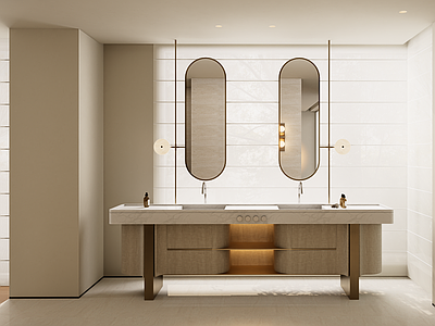 奶油风卫生间 卫生间 洗手台 面盆 极简x 现代