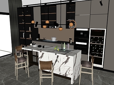 现代简约开放式厨房 吧台 家装 家 厨房