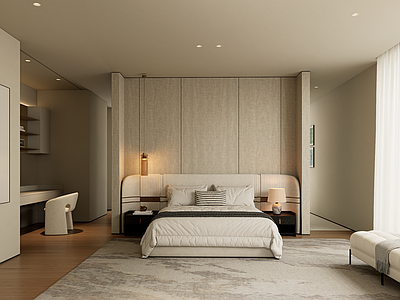 现代主卧 主卧 次卧 客房 卧室
