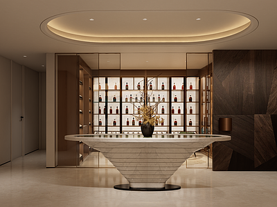 现代轻奢玄关 中岛台 品酒柜 展示台 餐桌 桌子