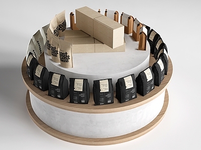 现代食品展台 圆形展台 文创展台 商品展台