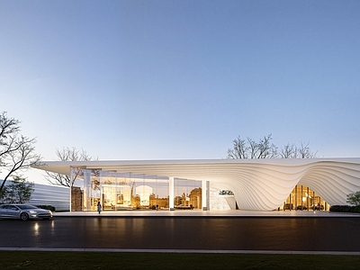 现代主义售楼处建筑 售楼处 城市展厅 扎哈风格售楼处 品牌展示馆 单体商业