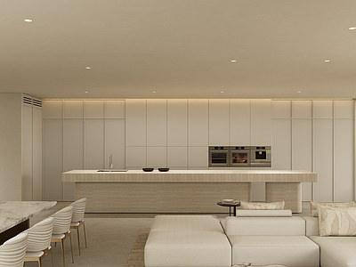 现代客餐厅 中厨 西厨 岛台 中岛 餐桌