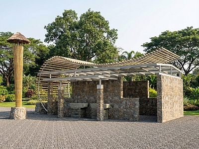 新中式景观小公建 乡土公共卫生间 生态公共厕所