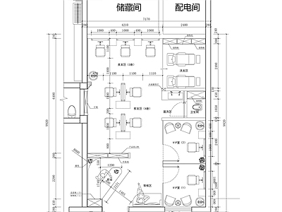 现代理发店 理发店平面图 美容美发店 施工图