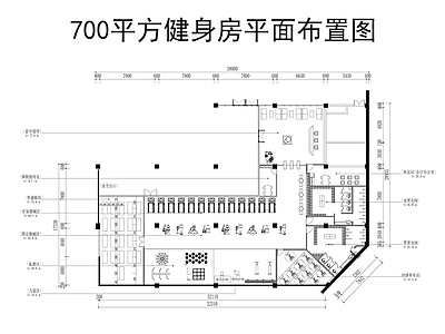 现代健身房 健身房平面布置图 施工图