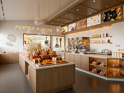 原木奶油风甜品面包店 现代甜品面包店