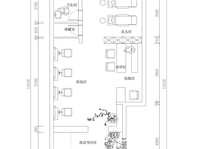 现代理发店 理发店平面图 施工图