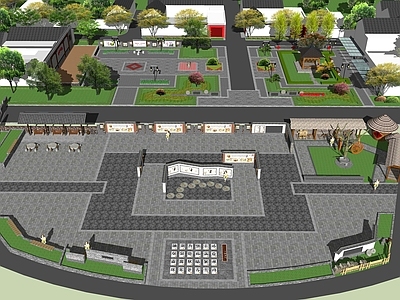 新中式广场景观 健身公园文化广场