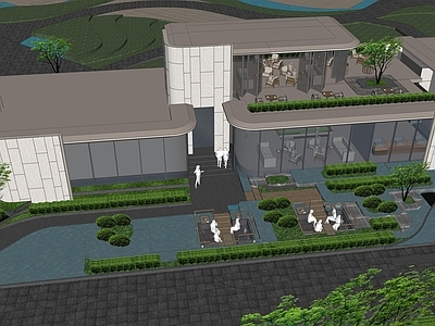 现代简约售楼处建筑 杭州招商 售楼处 示范区 室外庭院