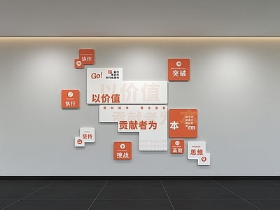 现代简约办公室 现代企业文化墙 展示墙 标语 口号 宣传栏