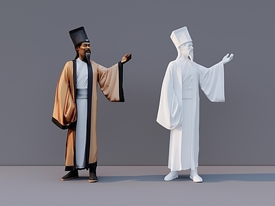 新中式虚拟人物 古代人物 古代人物雕塑
