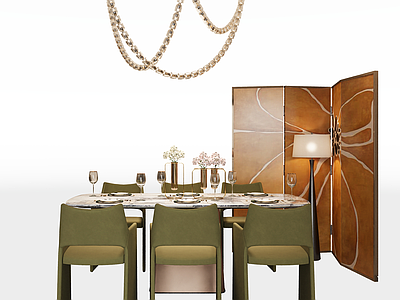 现代轻奢家居餐厅 轻奢餐桌椅组合